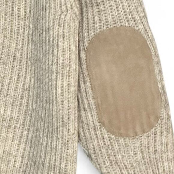 Cabela’s Vintage Wool Field Sweater Sz M 48" Chest Oatmeal Tan Suede Patches UK - Picture 5 of 6